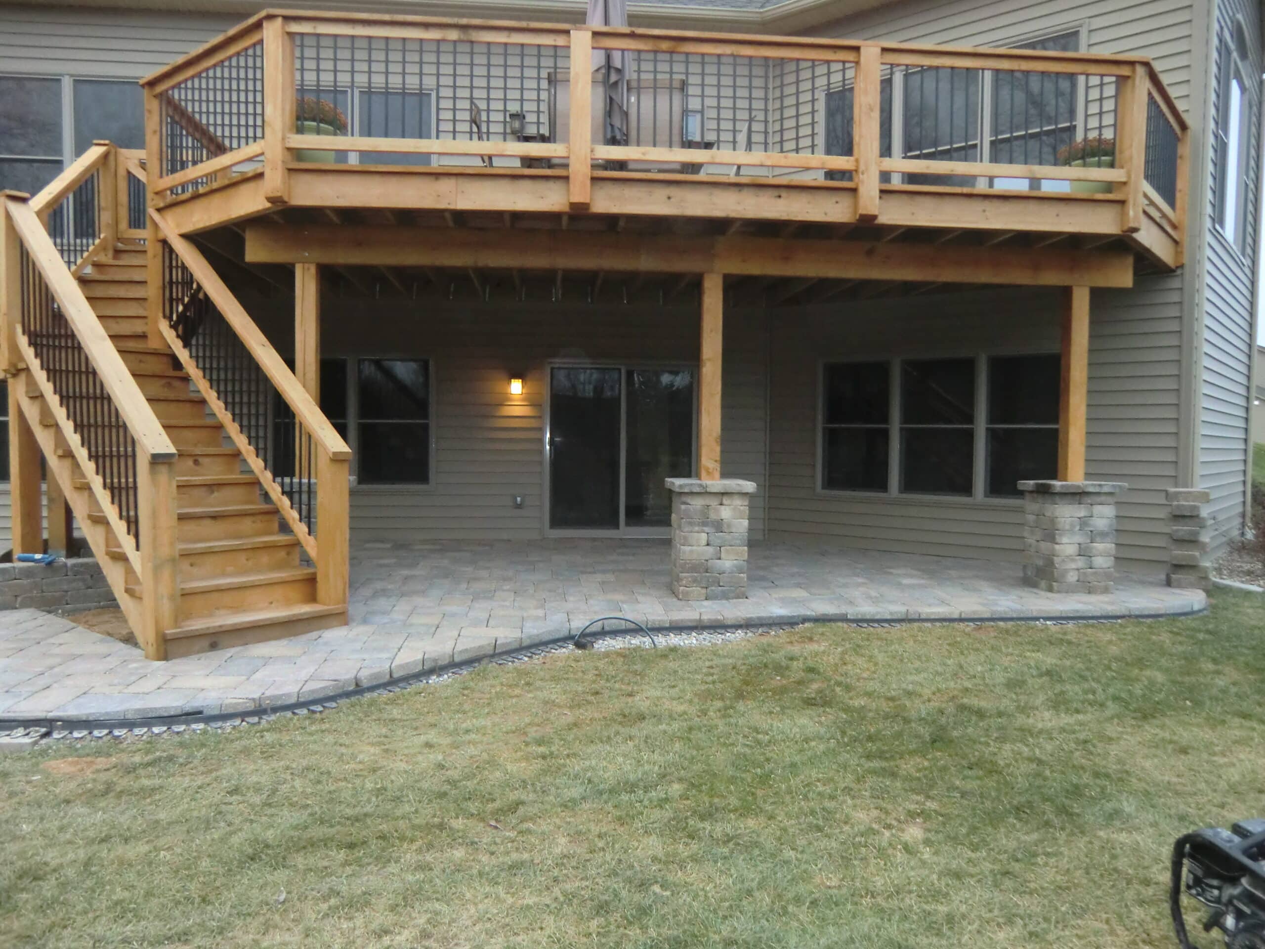 Paver Patio and Wooden Deck
